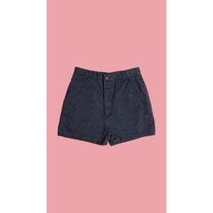 1980s CHEMIN DE FER Black Mini Jean Shorts with Pockets and Side Slits. Small